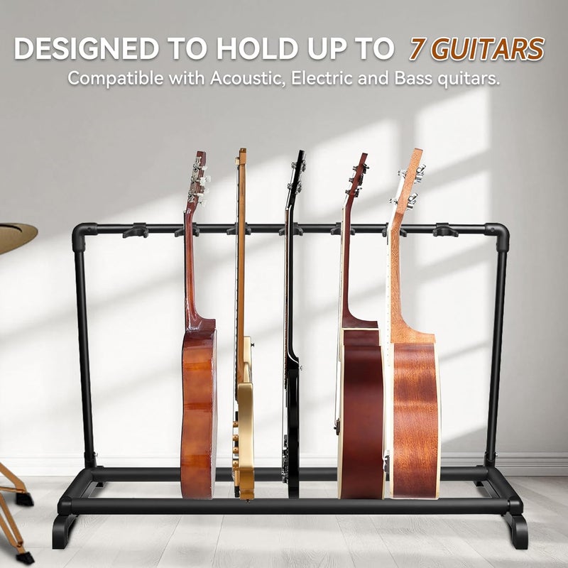 Azor 7 Multi Guitar Stand Rack with Folding Design 7 Holder Guitar Rack for Acoustic Electric Guitar, Bass, Soft Cushioning Sponge Protects Your Instruments - Image 2
